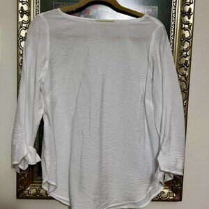 Michael Kors White Semi Sheer Long Sleeve Top Size Medium
